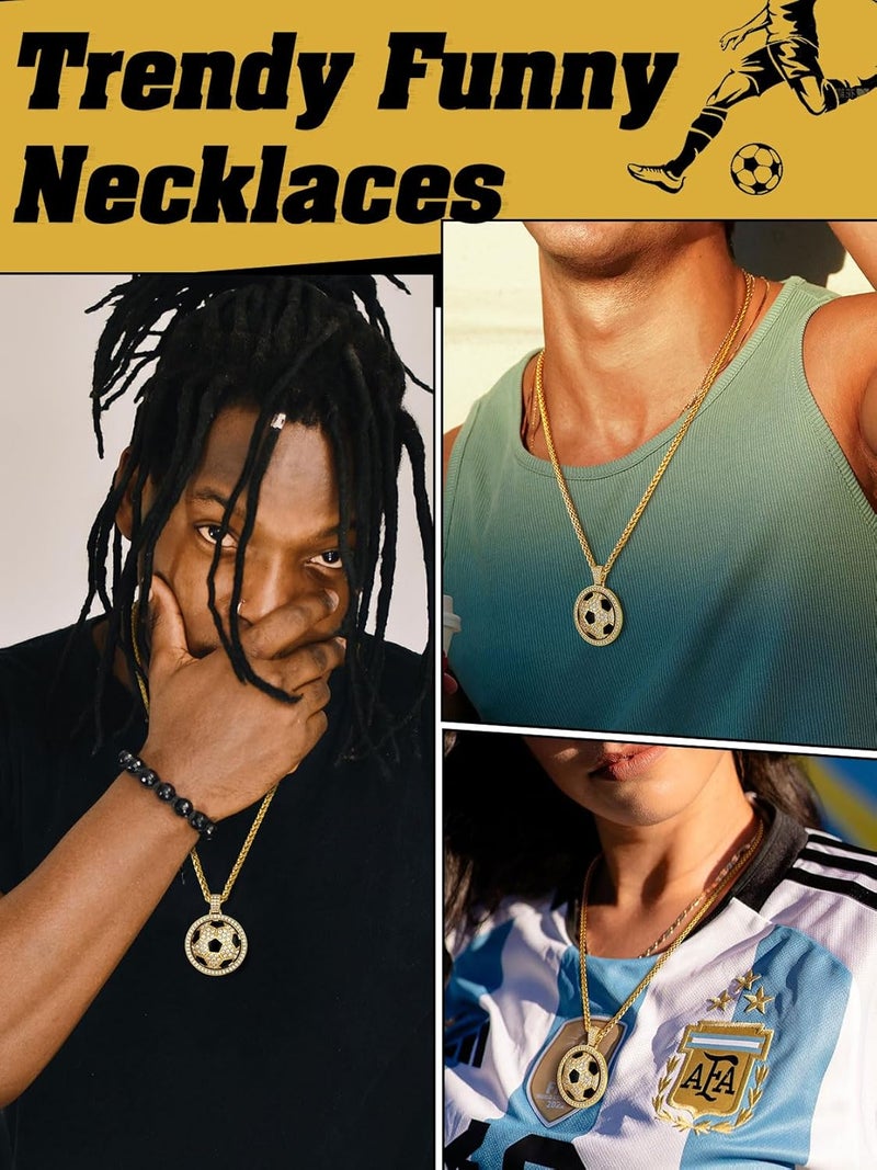 KeyStyle Bling Sports Necklace for Men Teen, Spinner Pendant for Athletes (Baseball Soccer Basketball Football Pendant) - Image 2